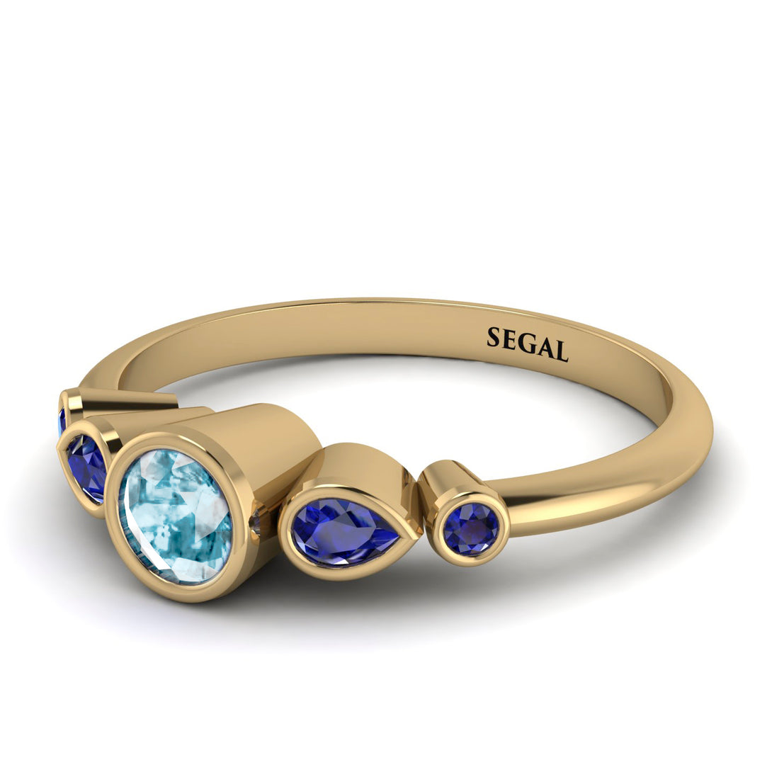 Bezel Symmetrical Aquamarine Ring - Ivy No. 413